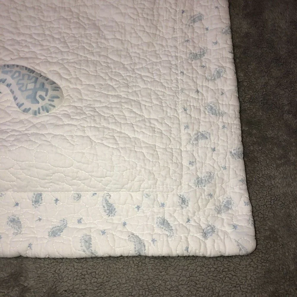 White Cotton Quilted Paisley Insets Sham Cover 30